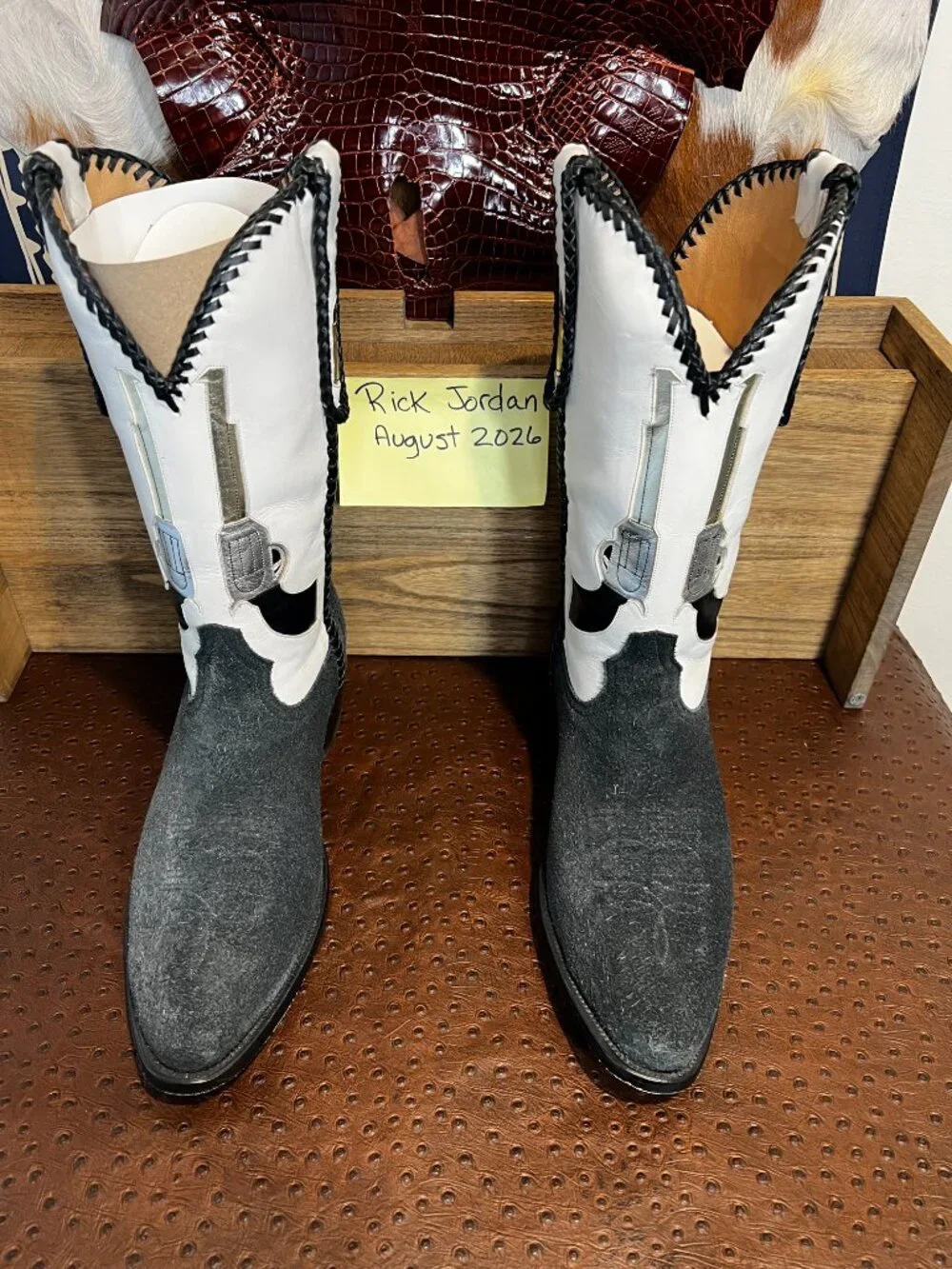 Custom Gunslinger Gray Calfskin Suede Cowboy Boots Fits 11EE/11.5D